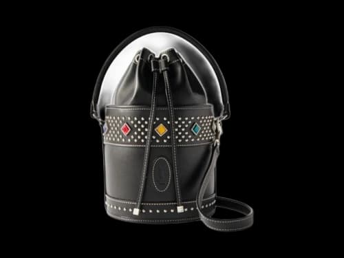 Saint Laurent Crystal Leather Bucket Bag Black