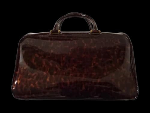 Saint Laurent Patent Leather Duffle Bag Tortoise Shell