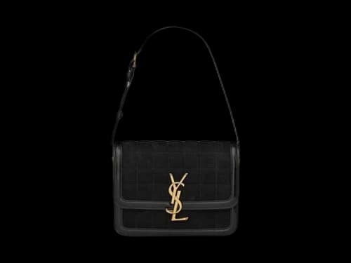 Saint Laurent Quilted Solferino Suede Small Bag Black