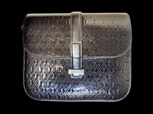 Saint Laurent Vernice Patent Leather Soft Monogram King Palm Bag Black