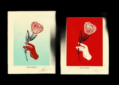 Shepard Fairey x OBEY Rise Above Barbwire Flower Print Set (Signed, Edition of TBD)