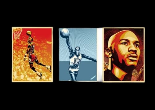 Shepard Fairey x Upper Deck Michael Jordan Bull / UNC / HOF Portrait Print Set (Signed, Edition of 523)