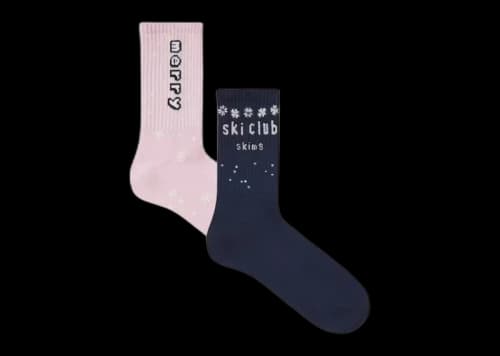 SKIMS x Cactus Plant Flea Market Women's Ribbed Crew Sock (2-Pack) Cherry Blossom/Navy