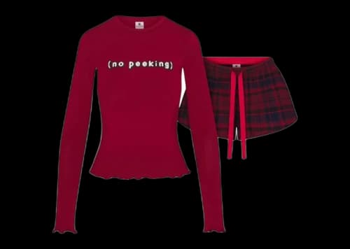 SKIMS x Cactus Plant Flea Market Women's Sleep Flannel Short Set Brick No Peeking Print