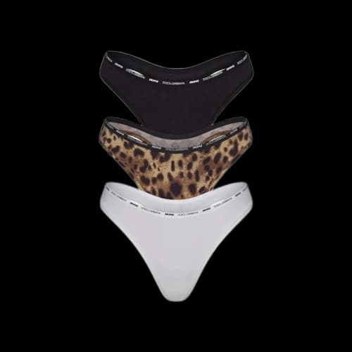 SKIMS x Dolce&Gabbana Cotton Jersey Dipped Thong (3-Pack) Leopard-Multi