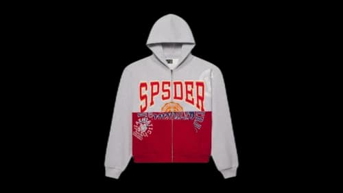 Sp5der Campers Field Zip Hoodie Heather Grey