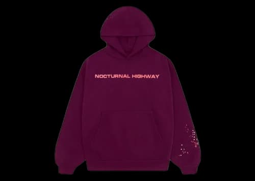 Sp5der Nocturnal Highway Hoodie Burgundy