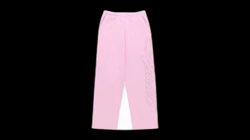 Sp5der Rhinestone Script Wide Leg Sweatpant Light Pink