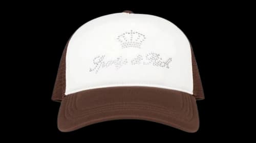 Sporty & Rich Juicy Crown Trucker Hat White/Chocolate