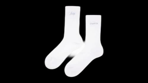 Sporty & Rich Juicy Script Socks White/Sky Blue
