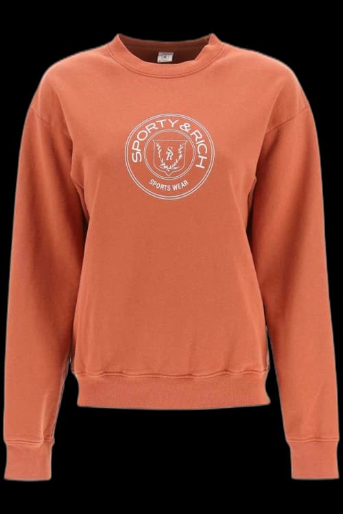 Sporty & Rich Monaco Crewneck Sweatshirt Rust Orange/White
