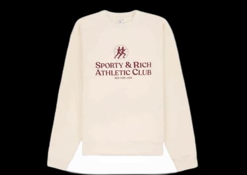 Sporty & Rich x adidas Originals S&R Athletic Club Crewneck Cream/Merlot