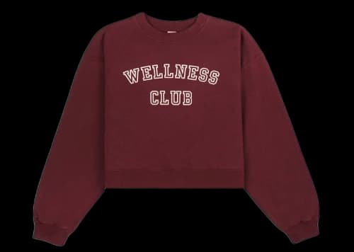 Sporty & Rich x adidas Originals Wellness Club Cropped Crewneck Merlot/Cream