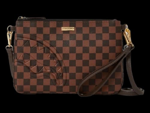 Sprayground Core Emboss Check Pouchette Pouchette Black Brown
