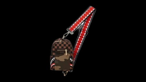 Sprayground Exterior Gold Zip Pocket Sharks In Paris Backpack Sling Multicolor