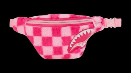 Sprayground Furzilla Shark Pink Check Savvy Crossbody Multicolor