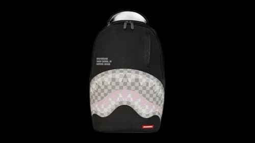 Sprayground Shark Central Cream Black Check Backpack Multicolor