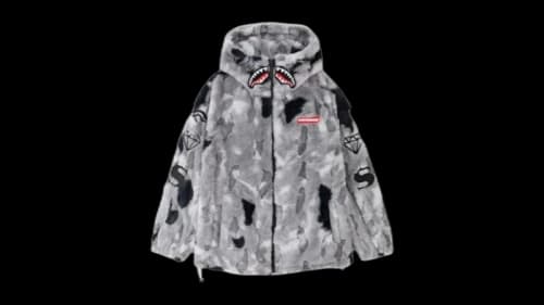 Sprayground Shark Thickened Loose Hooded Lambswool Jacket Dark Grey