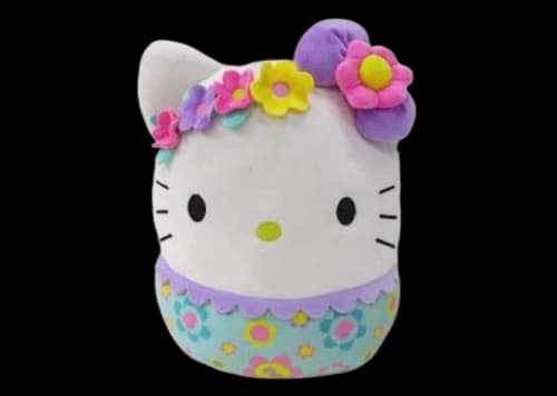 Squishmallow Sanrio Hello Kitty Floral Pattern 20 Inch Plush White/Blue