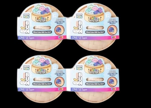 Squishy Bun Rainbow Mystery Squishy "Dumpling" (Galaxy Glitter Gel Chase Version) Blind Box 4x Lot