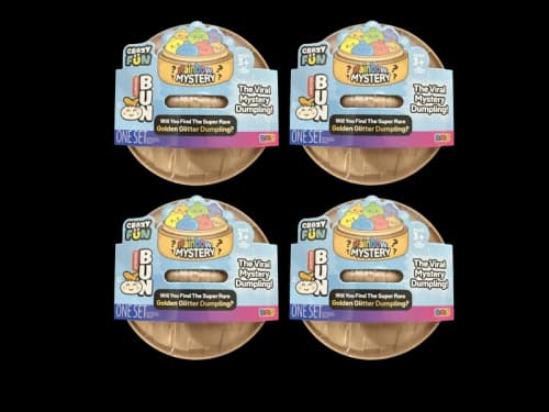 Squishy Bun Rainbow Mystery Squishy "Dumpling" (Golden Glitter) Blind Box 4x Lot