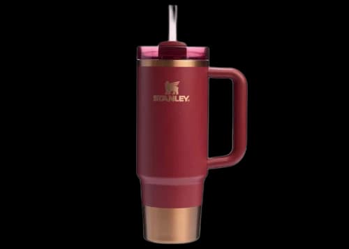 Stanley Comfort & Joy Collection Flowstate Holiday Quencher 30oz Tumbler Gilded Pomegranate