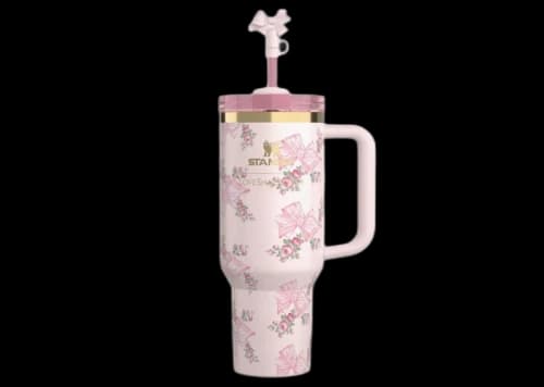 Stanley x LoveShackFancy Flowstate Quencher 40oz Tumbler Pink Mink