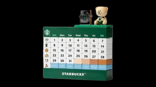 Starbucks 25th Anniversary Bearista Block Calendar Multicolor