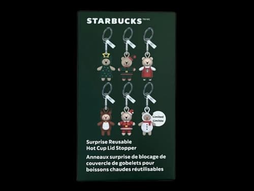 Starbucks Surprise 2025 Reusable Festive Bear Hot Cup Lid Stoppers Blind Box