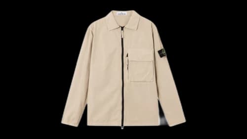Stone Island 1200004 Canvas Weave Cotton Organic Cotton Shirt Desert
