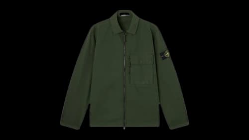 Stone Island 1200004 Canvas Weave Cotton Organic Cotton Shirt Juniper