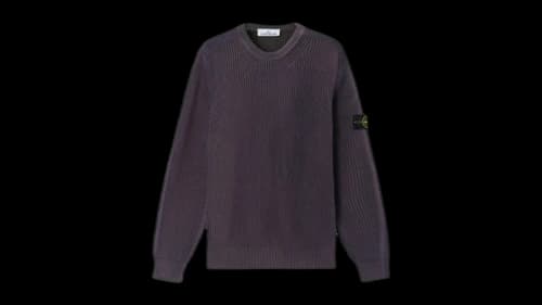 Stone Island 5100016 Fishermans Rib Organic Cotton Two-Colour Spray Knit Amaranth