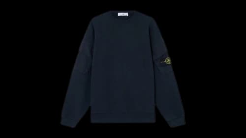 Stone Island 6100008 Brushed Organic Cotton Fleece Sweatshirt Navy Blue