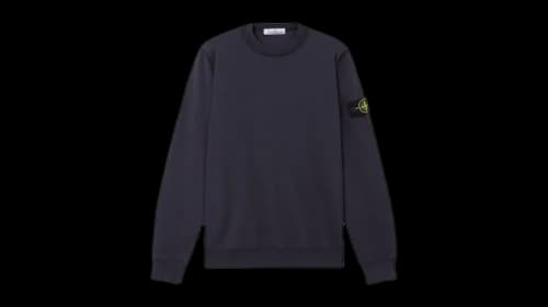 Stone Island 6100060 Organic Cotton Fleece Crewneck Ink Blue