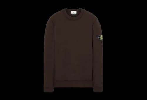 Stone Island 63020 Brushed Cotton Fleece Crewneck Dark Brown (FW21)