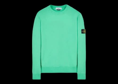Stone Island 63020 Brushed Cotton Fleece Crewneck Sweater Light Green