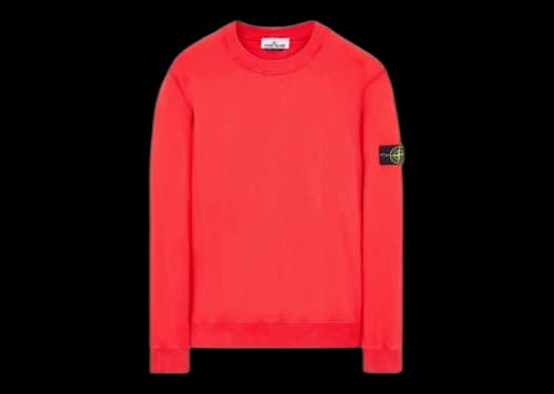 Stone Island 63020 Brushed Cotton Fleece Crewneck Sweater Red