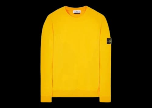 Stone Island 63020 Brushed Cotton Fleece Crewneck Sweater Yellow