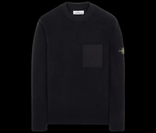 Stone Island Compass Patch Crew Neck Sweater Black