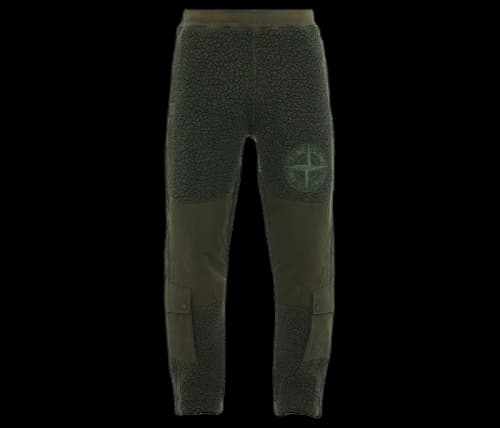 Stone Island Furry Wool Nylon Fleece Cargo Joggers Olive Green