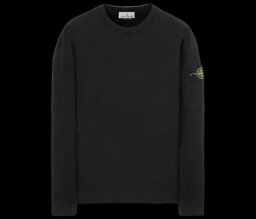 Stone Island Logo Appliqued Cotton Sweatshirt Black