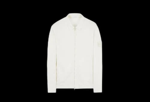 Stone Island Stretch Cotton Lyocell Satin Garment Dyed Ghost Piece Natural White (SS22)
