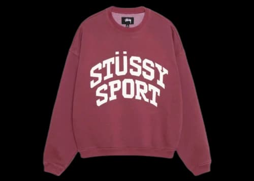 Stussy Big Crackle Sport Crew Burgundy