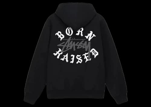 Stussy Born X Raised Logo Zip Hoodie Black