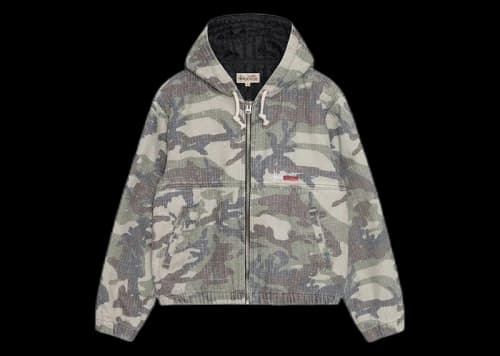 Stussy Camo Canvas Needlepunch Work Jacket Woodland Camo