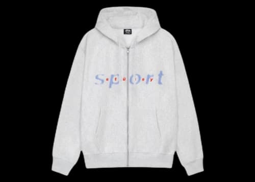 Stussy Dot Sport Zip Hoodie Ash Heather
