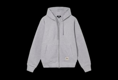 Stussy Double Face Label Zip Hoodie Grey Heather (FW22)