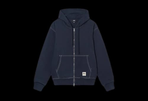 Stussy Double Face Label Zip Hoodie Navy (FW22)