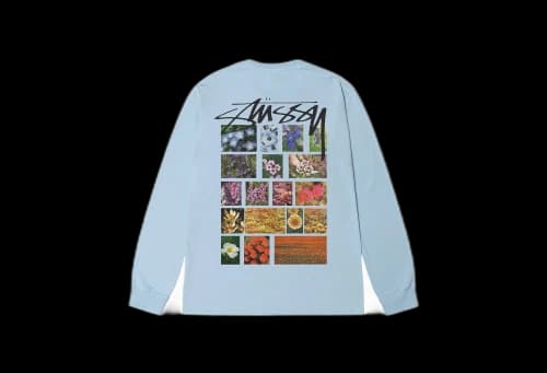 Stussy Flower Grid Pigments Dyed LS Tee Sky Blue (FW22)