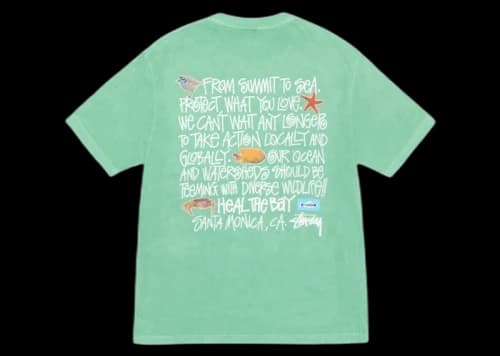 Stussy Heal The Bay Pigment Dyed Summit To Sea Tee Seafoam